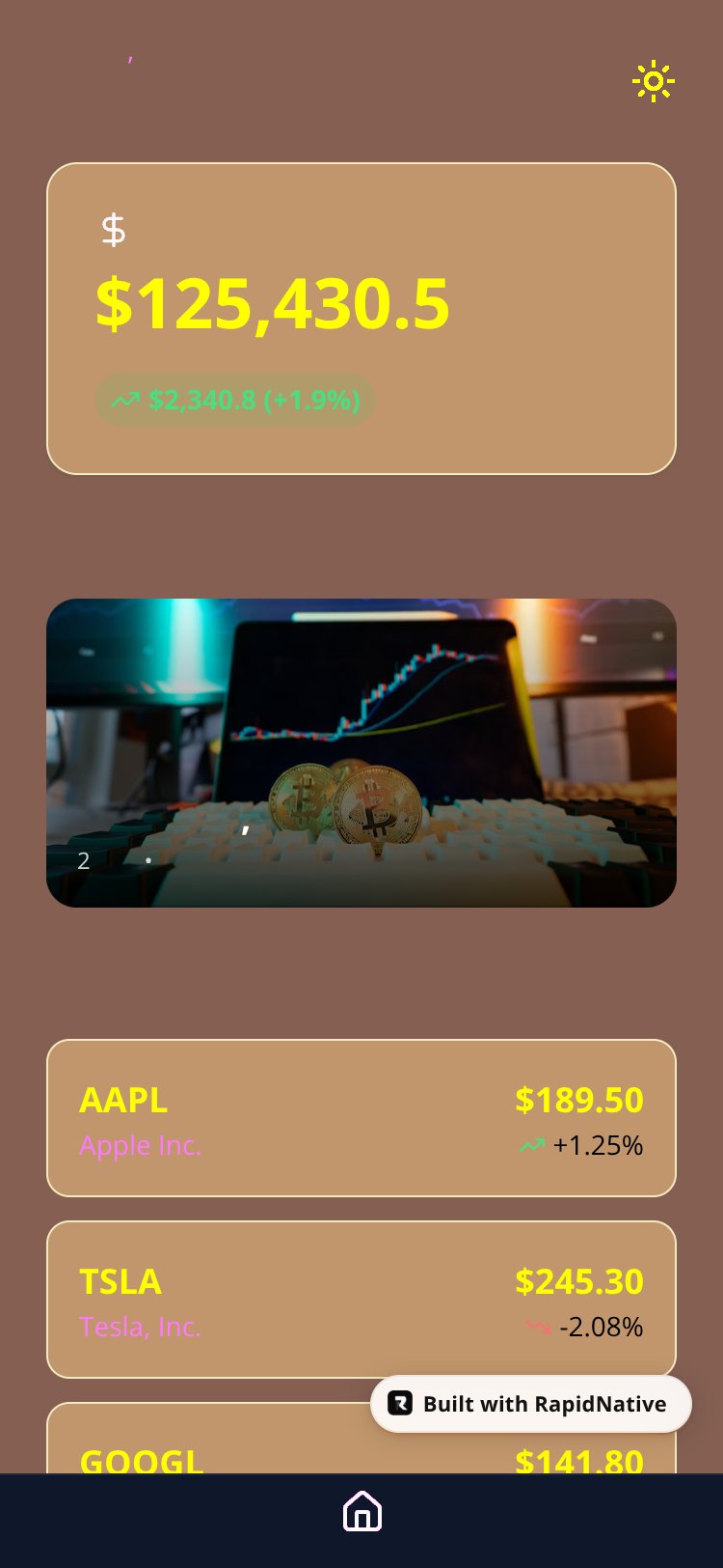 StockTracker screen 1