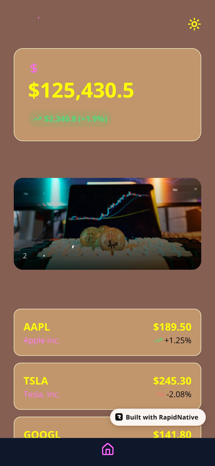 StockTracker screen 1