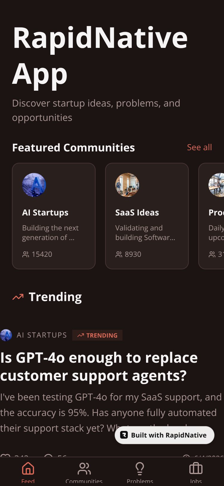 RapidNative App screen 2