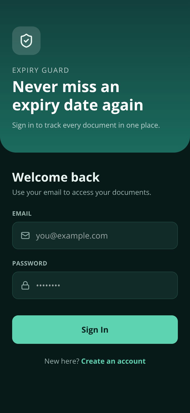 Expiry Guard screen 1