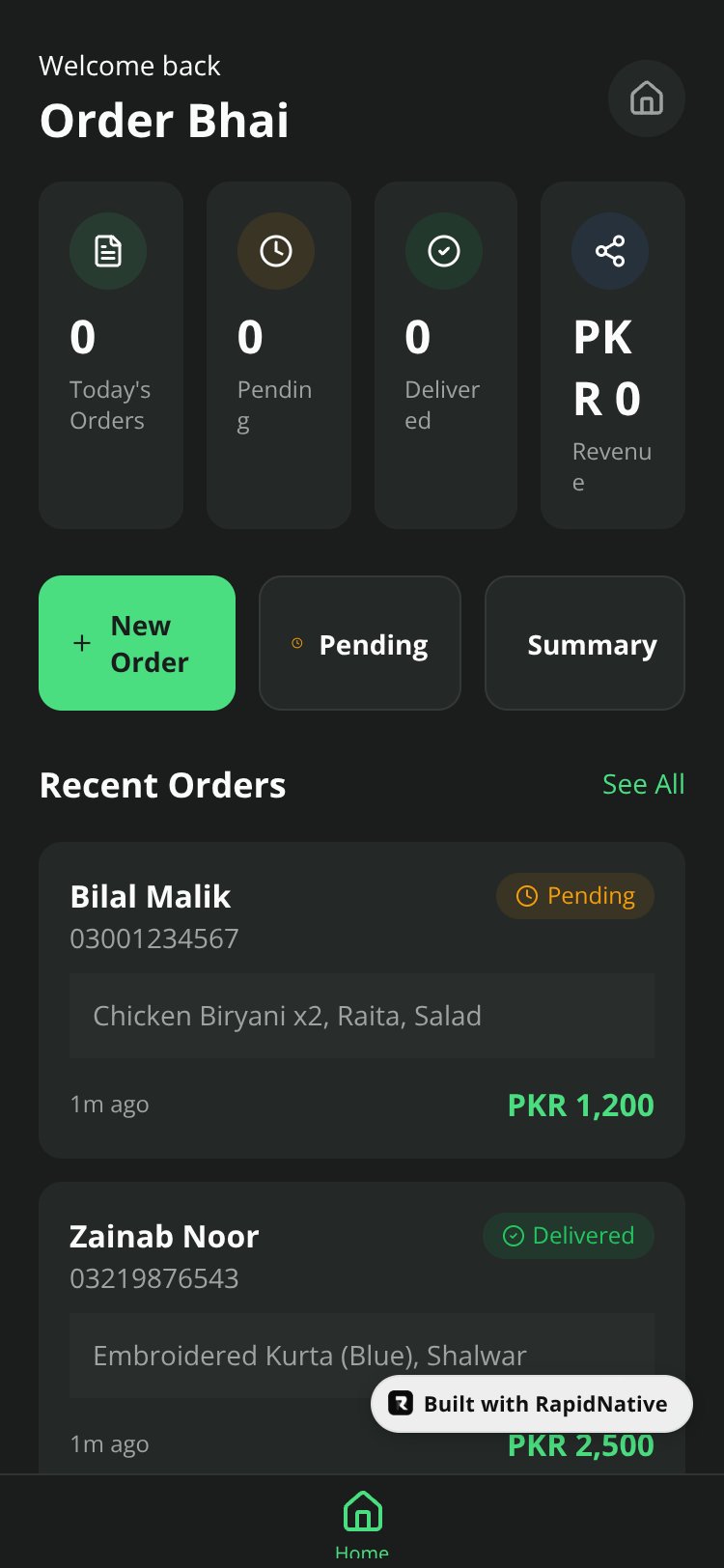 Order Bhai screen 3
