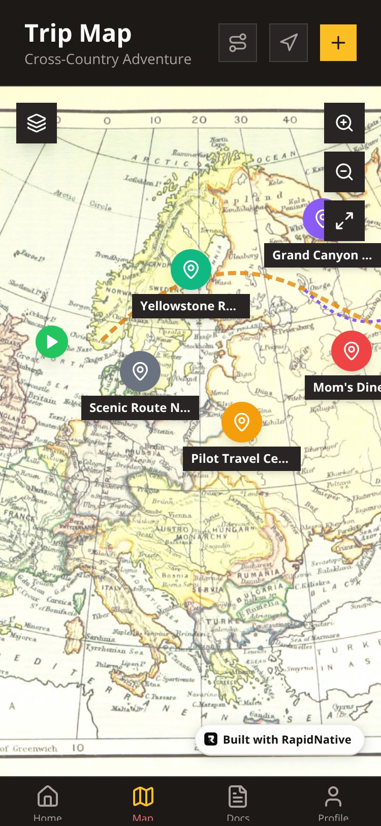 TripCanvas screen 1