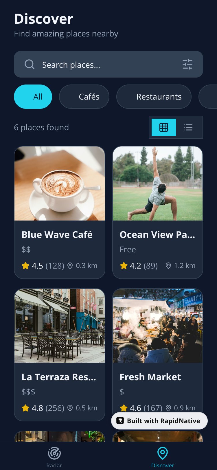 RadarFind screen 1