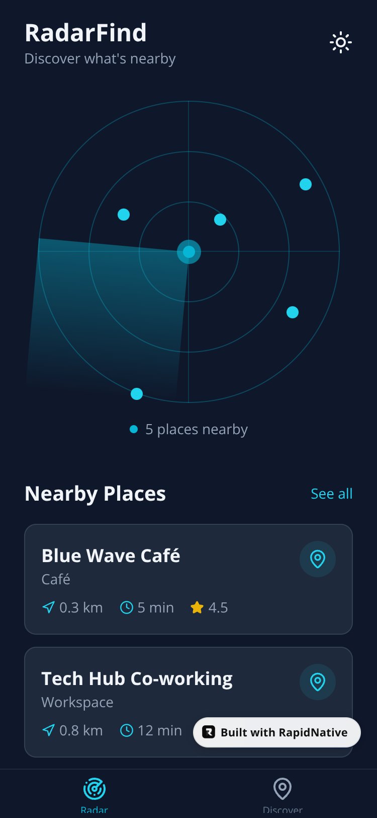 RadarFind screen 2