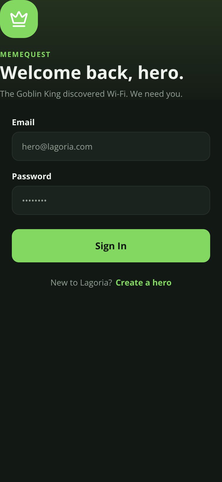 MemeQuest screen 1
