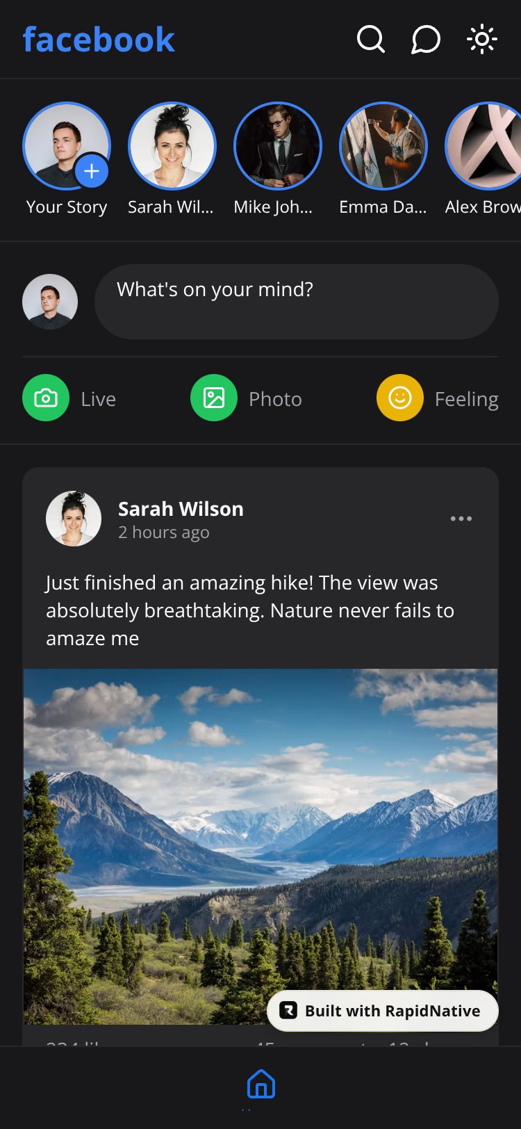 SocialApp screen 1