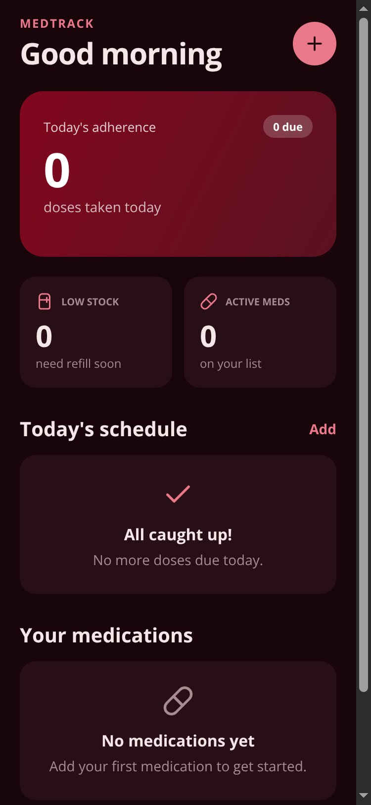 MedTrack screen 1
