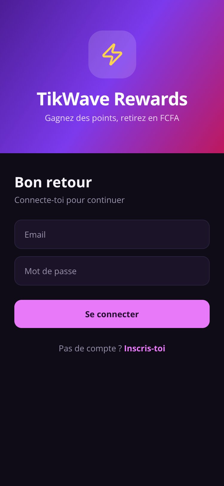TikWave Rewards screen 1