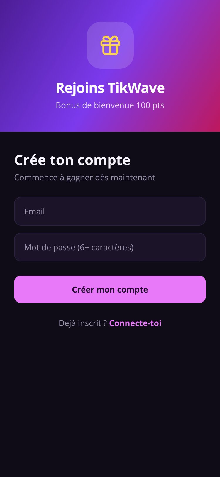 TikWave Rewards screen 2