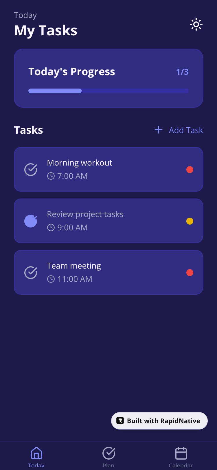 DayPlanner screen 1