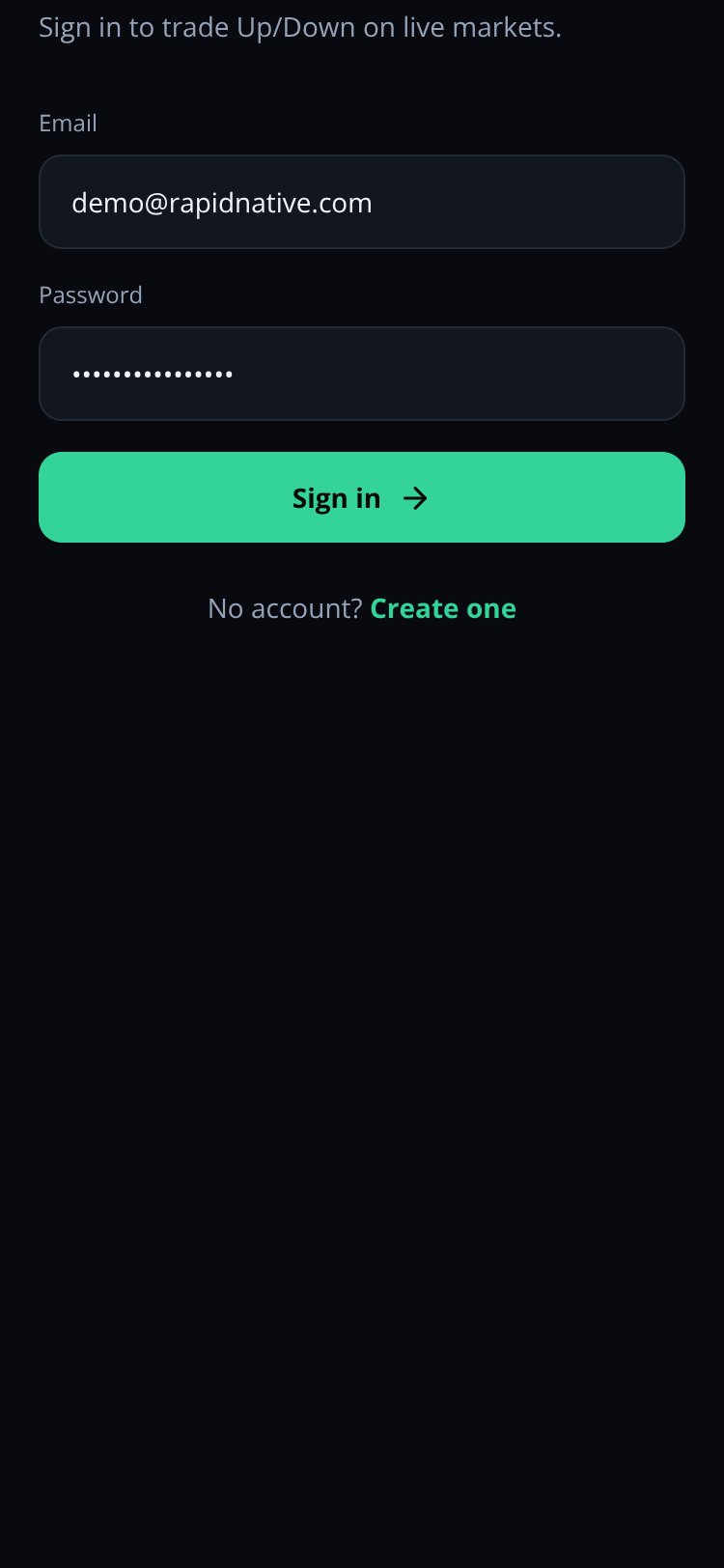 Quotex Clone screen 1
