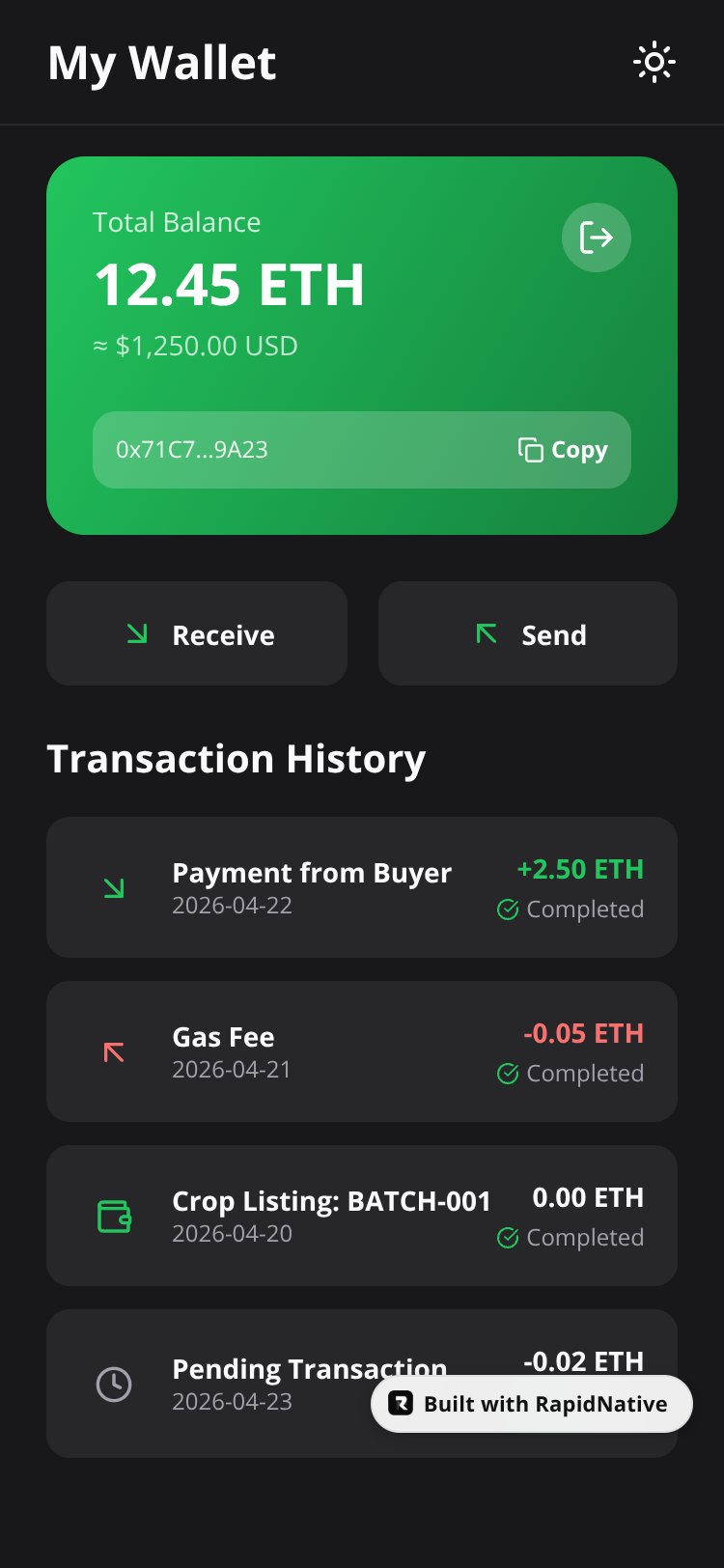 AgriChain Marketplace screen 2