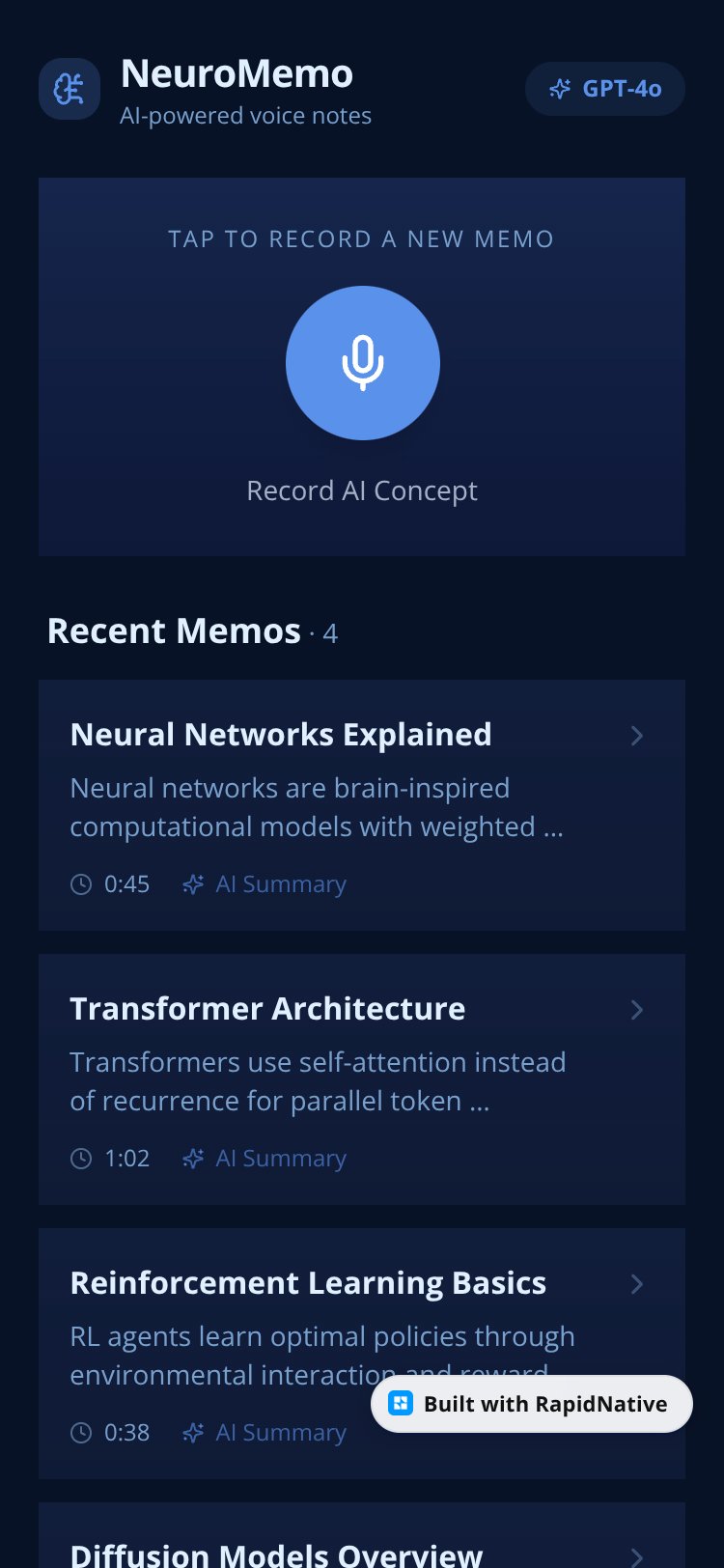 NeuroMemo screen 2