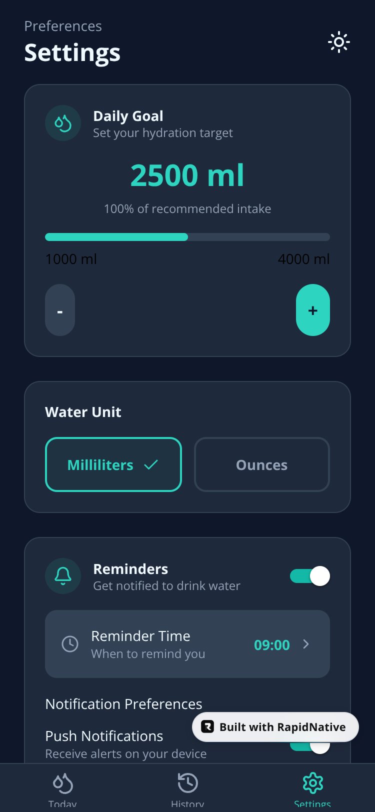 HydroTrack screen 3