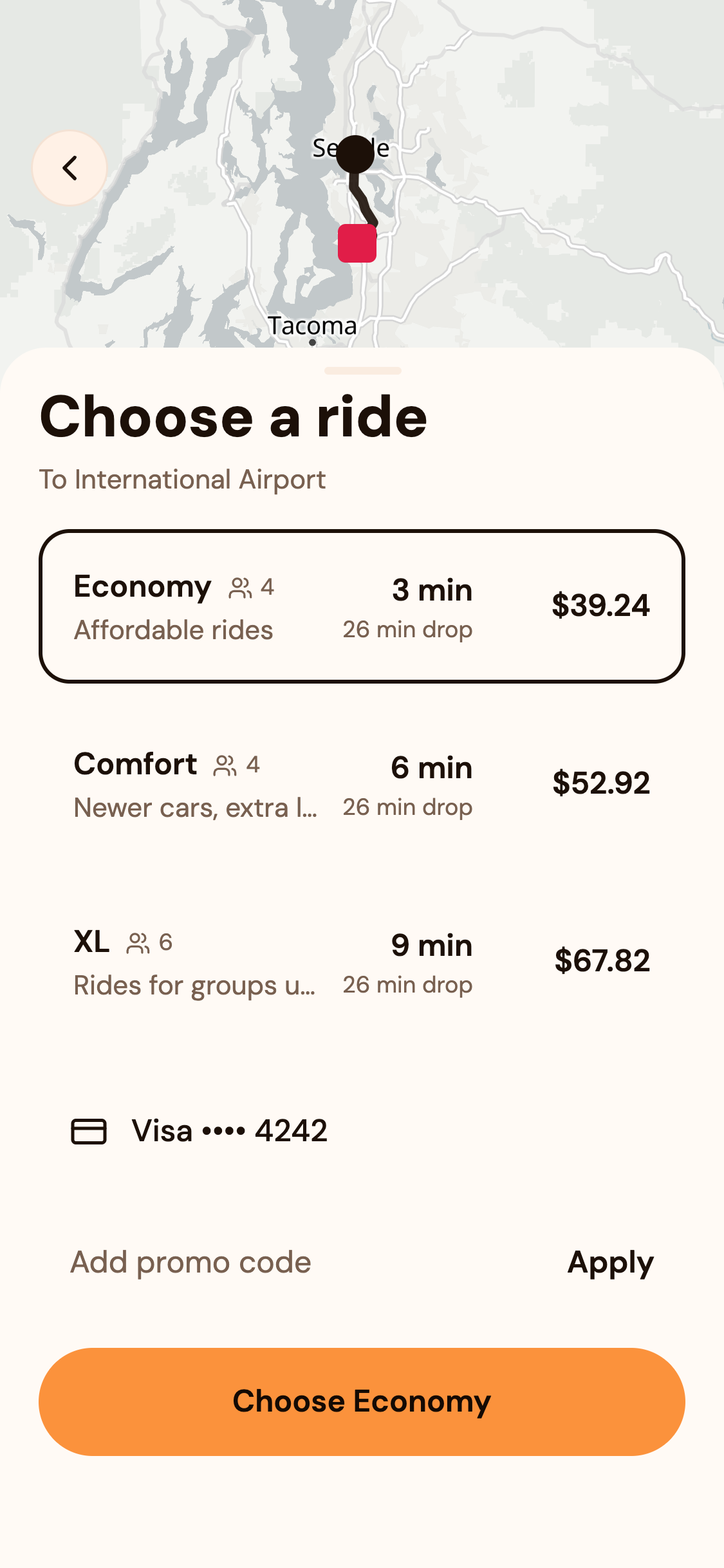 Ride-hailing app in Sunset