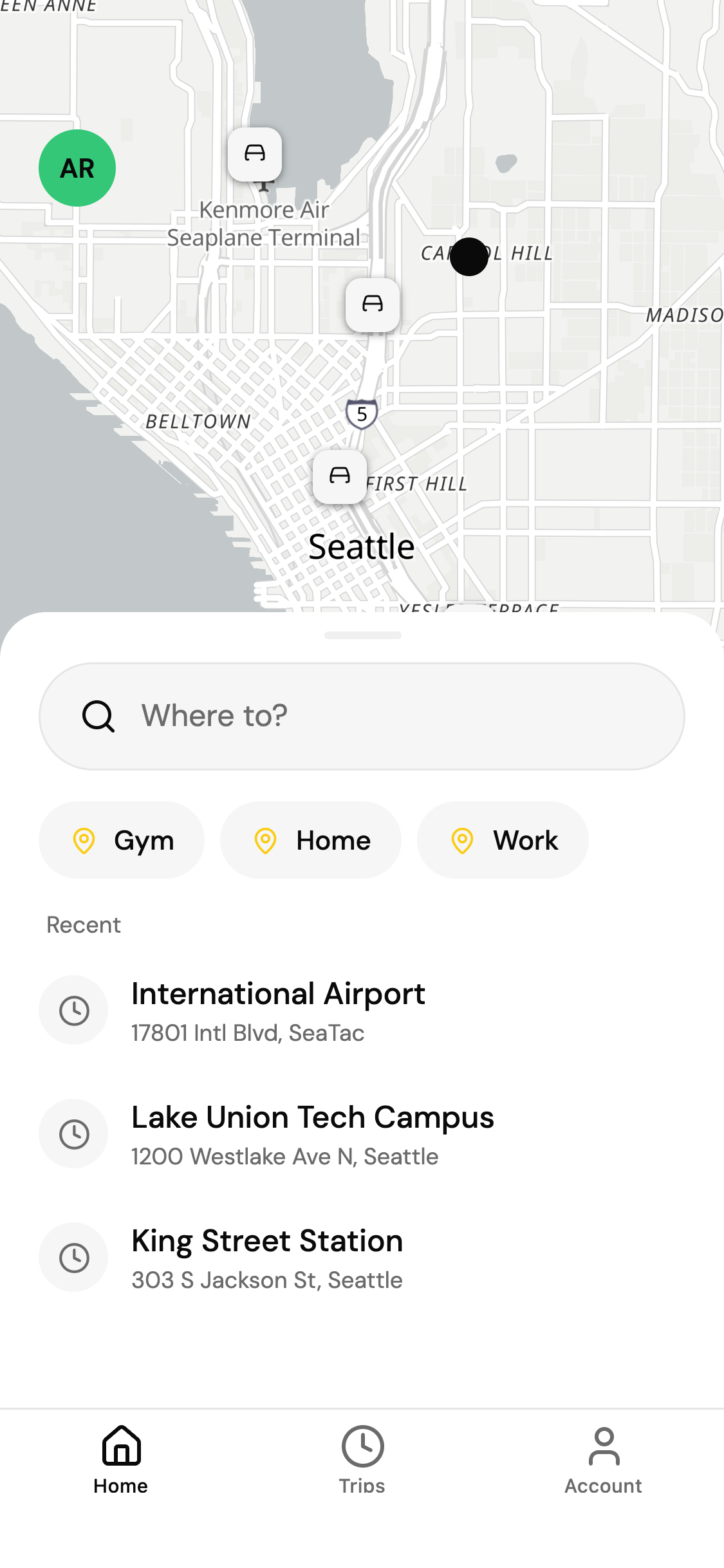 Ride-hailing app in the Taxi theme