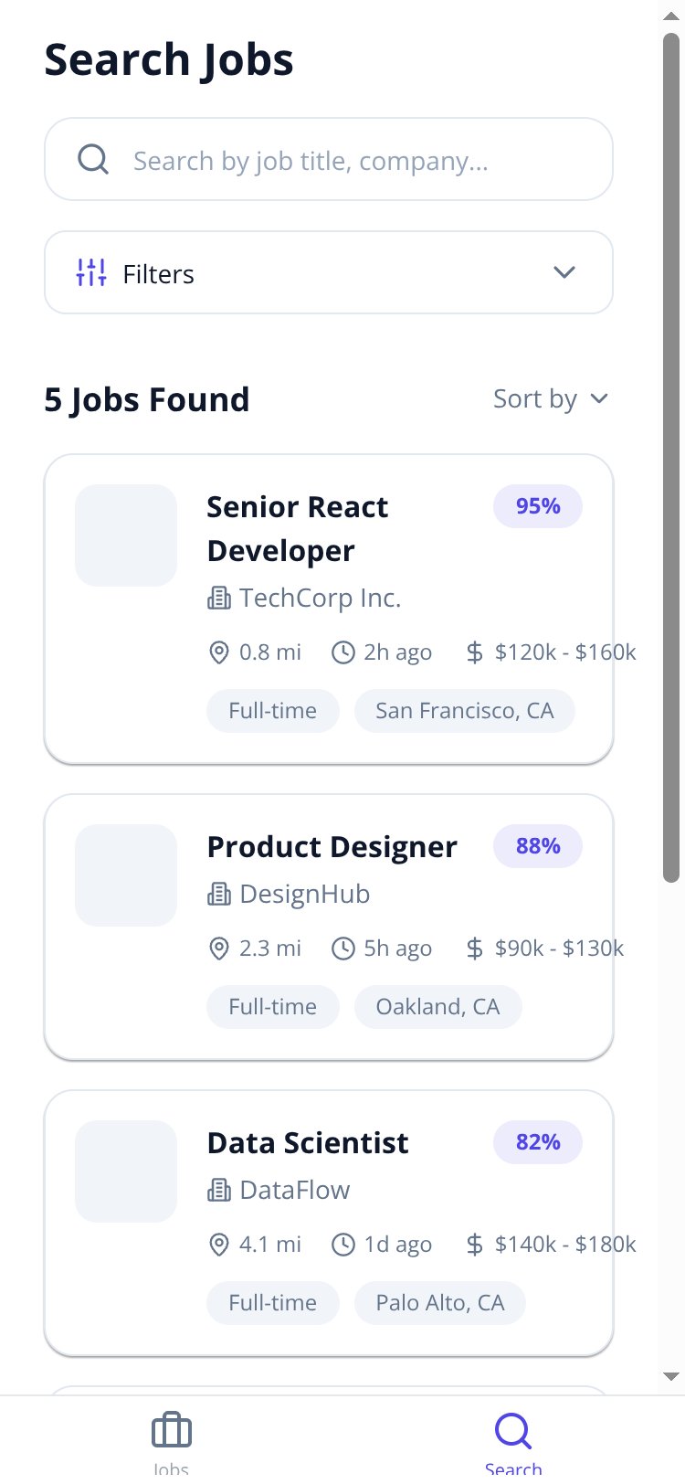 JobMatch screen 1