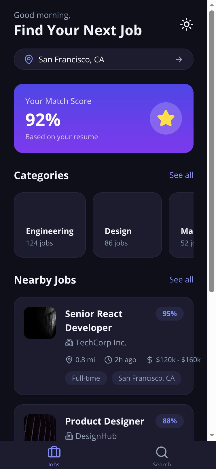 JobMatch screen 1