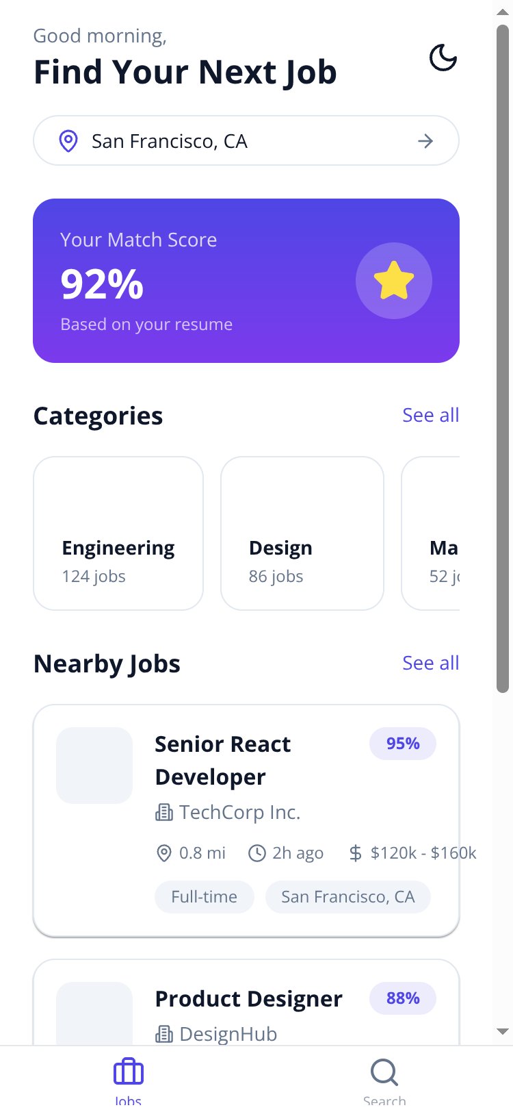 JobMatch screen 2