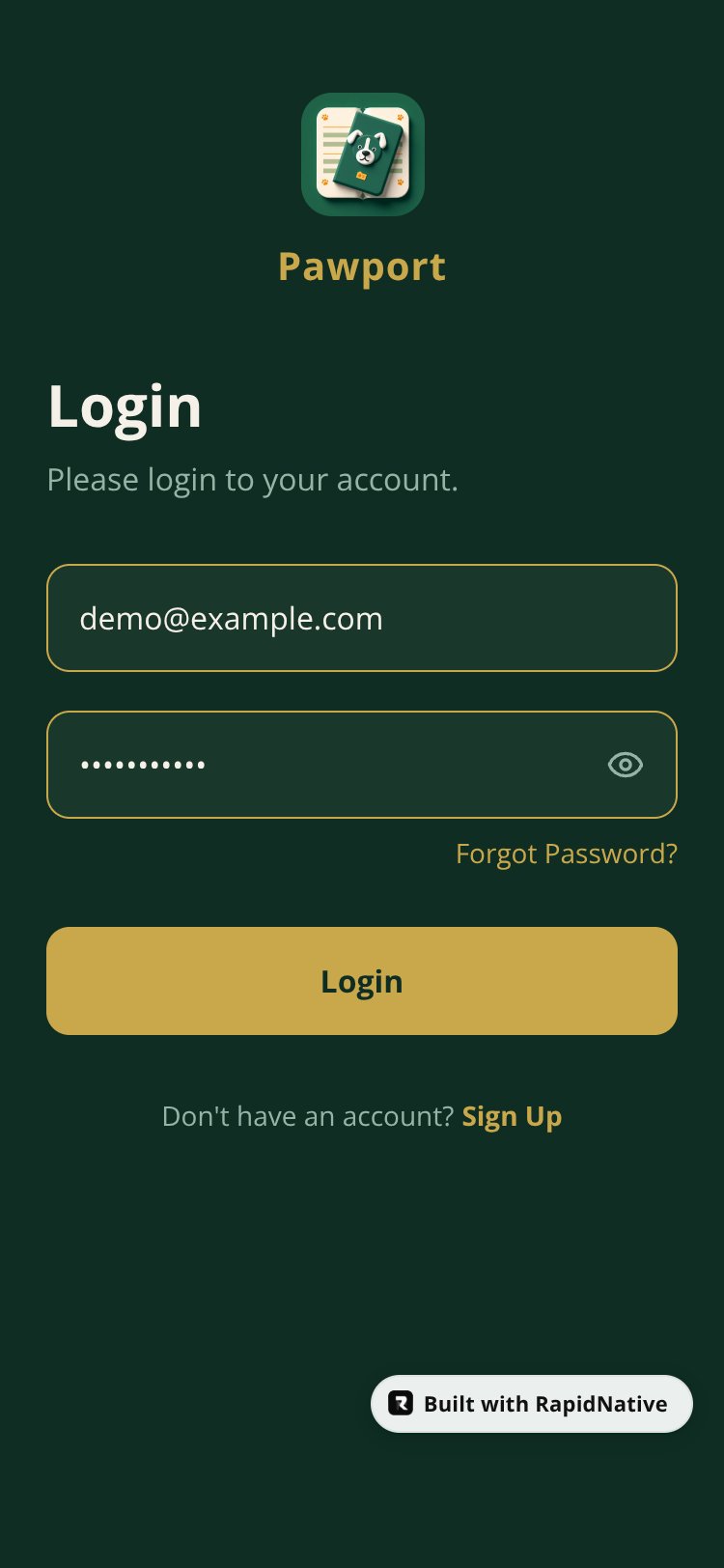 Pawport screen 1