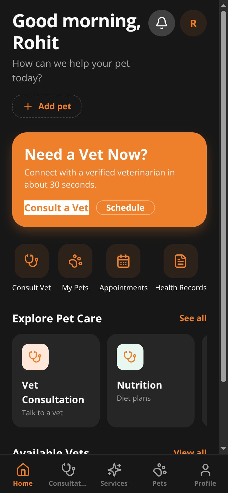 RapidNative App screen 1