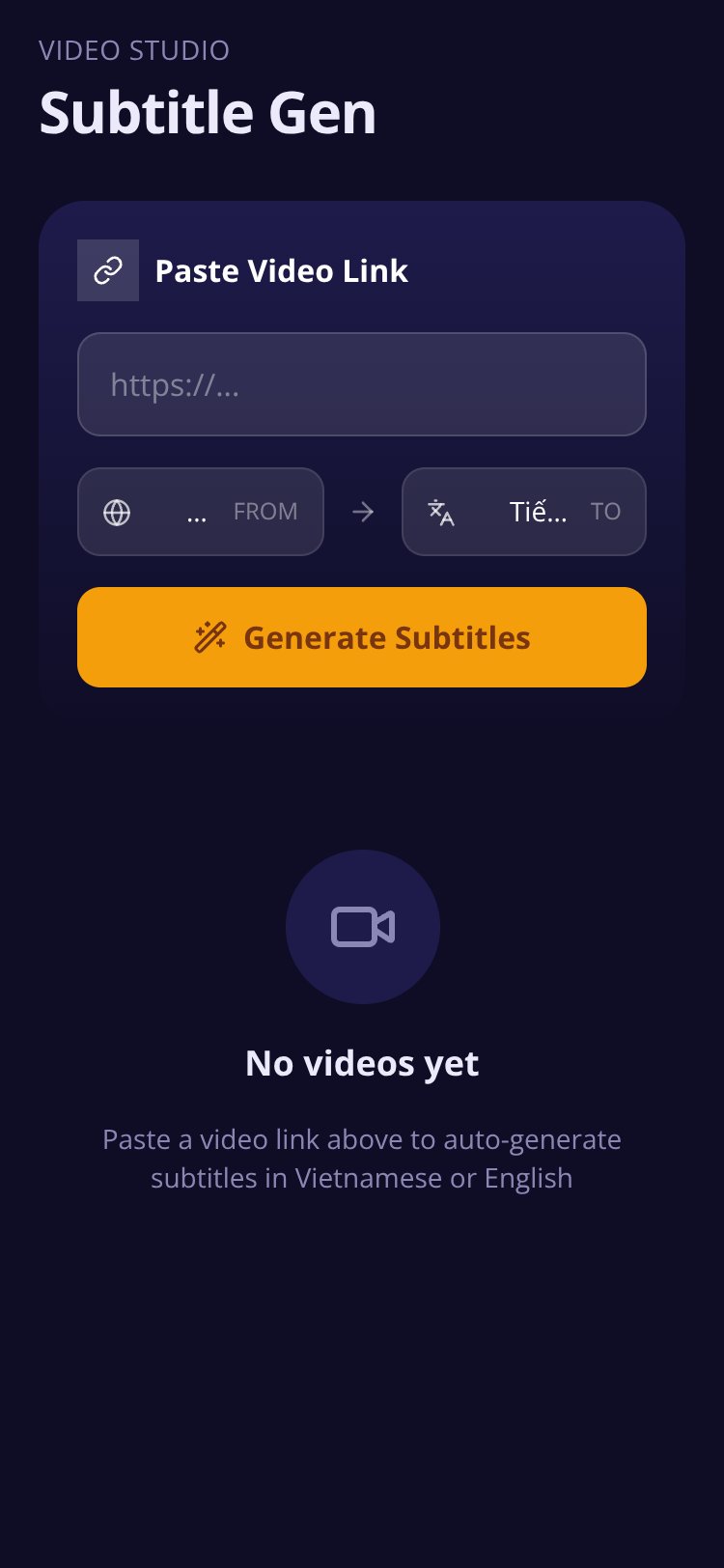 Subtitle Gen screen 1
