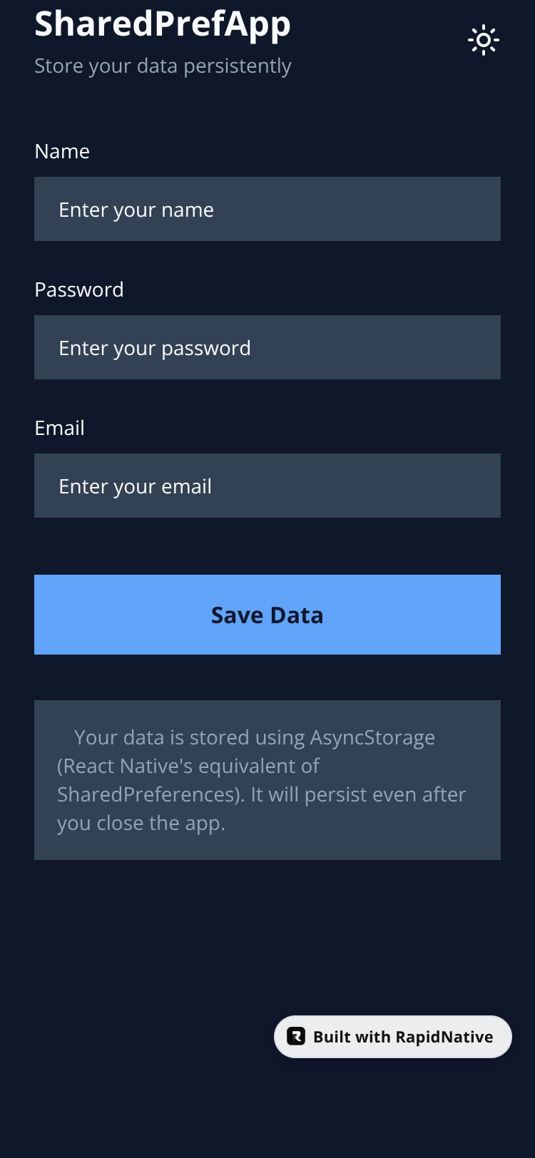 SharedPrefApp screen 1