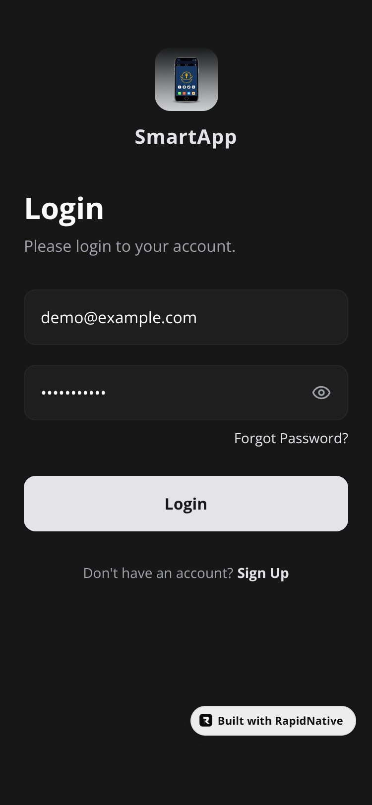SmartApp screen 1