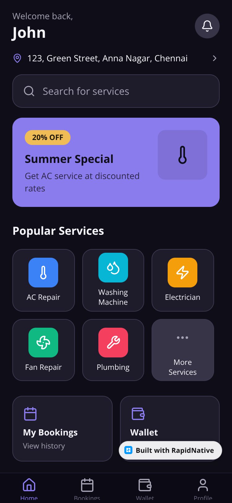 RapidNative App screen 4