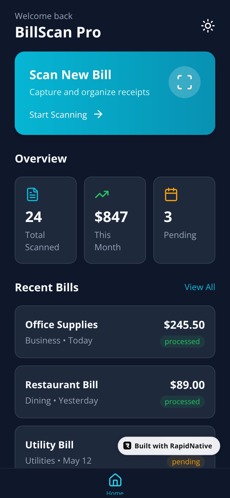 BillScan Pro screen 1