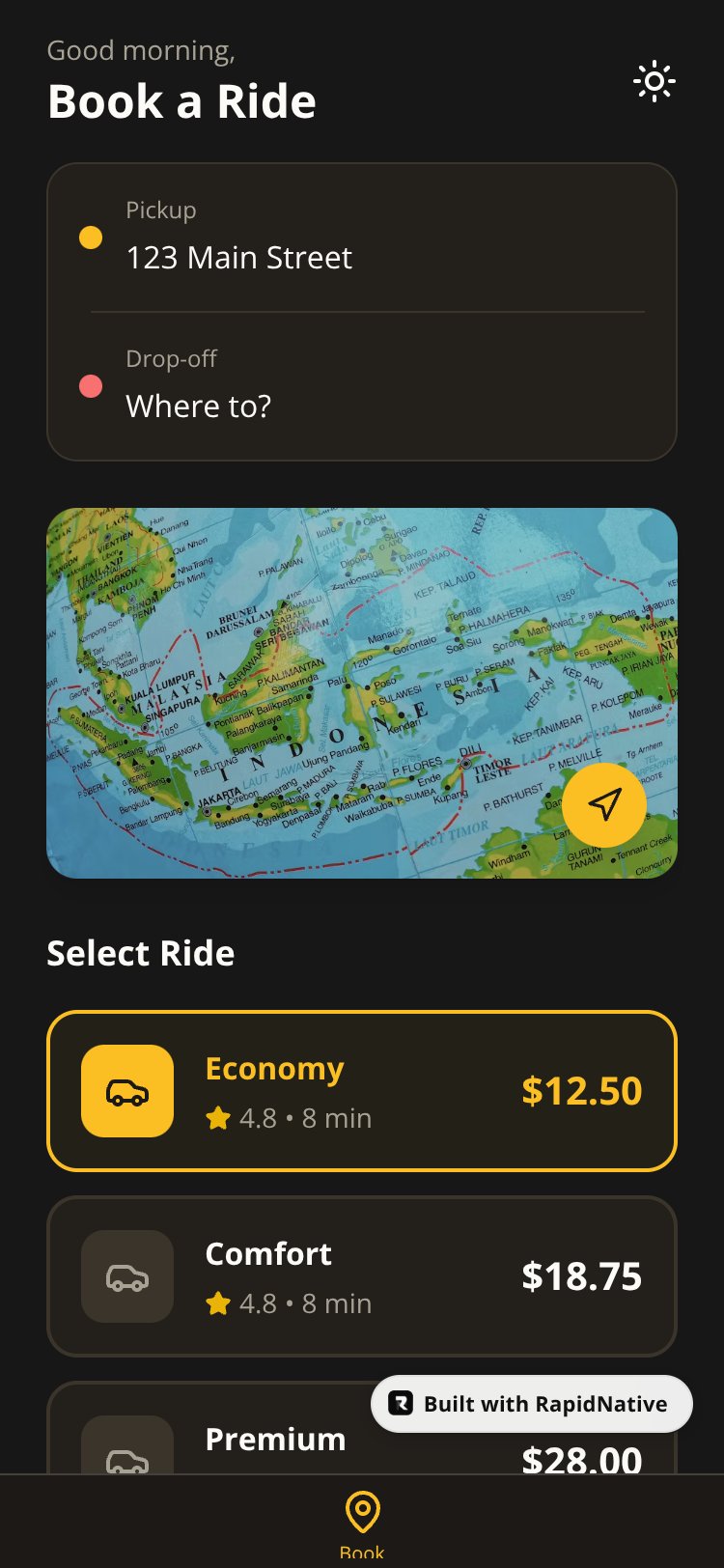 RideSwift screen 1