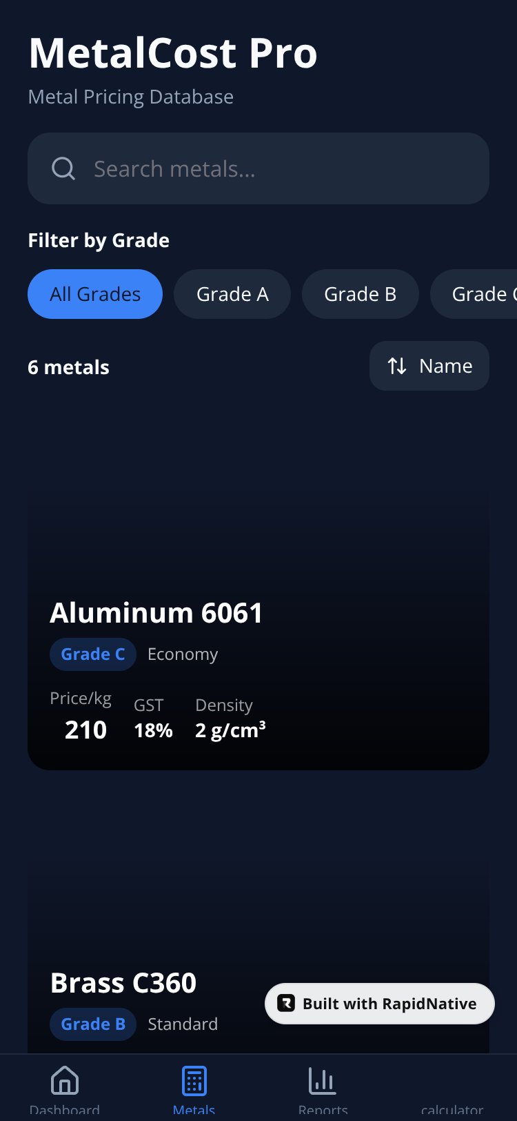 MetalCost Pro screen 5