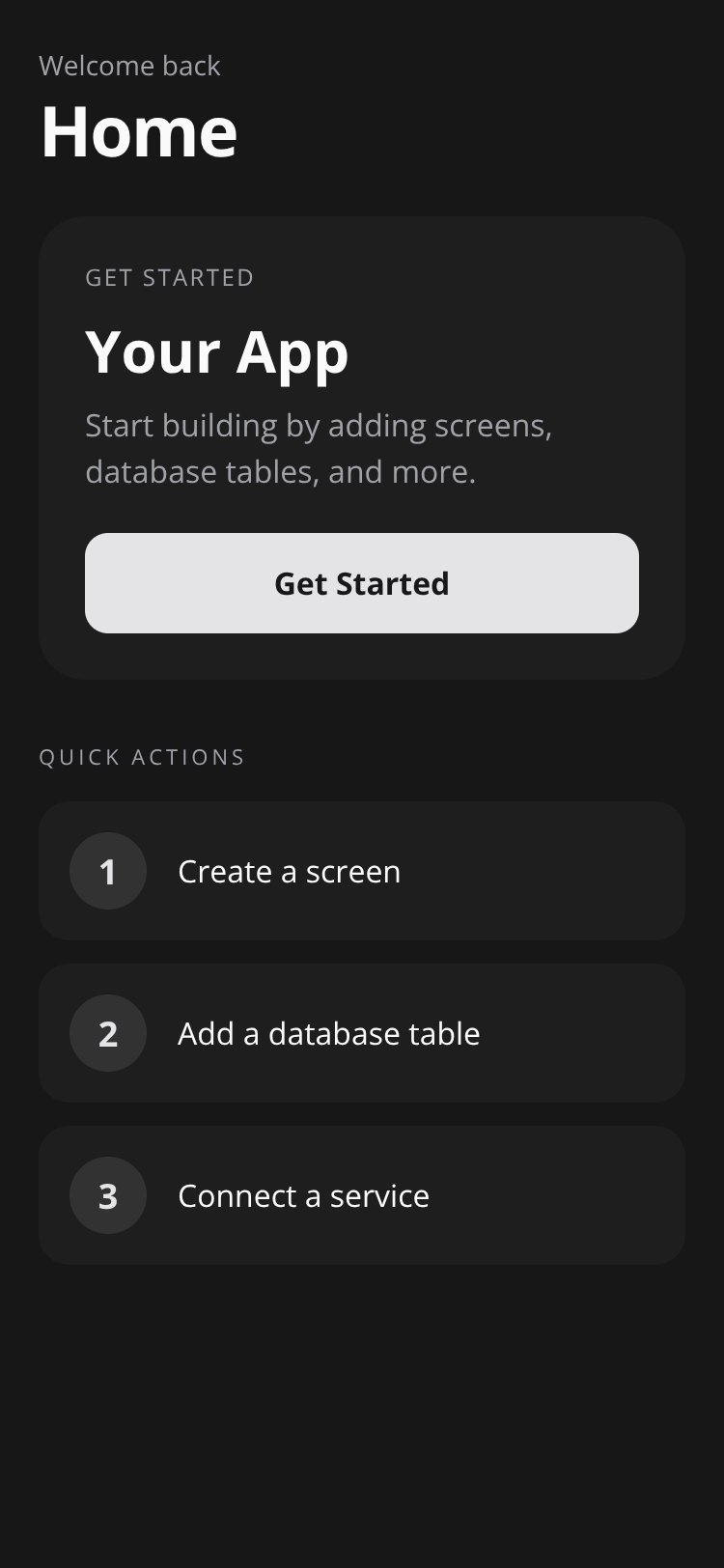 RapidNative App screen 1
