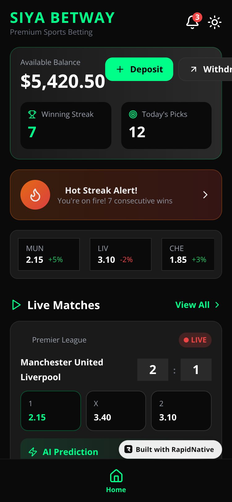 Siya Betway screen 1
