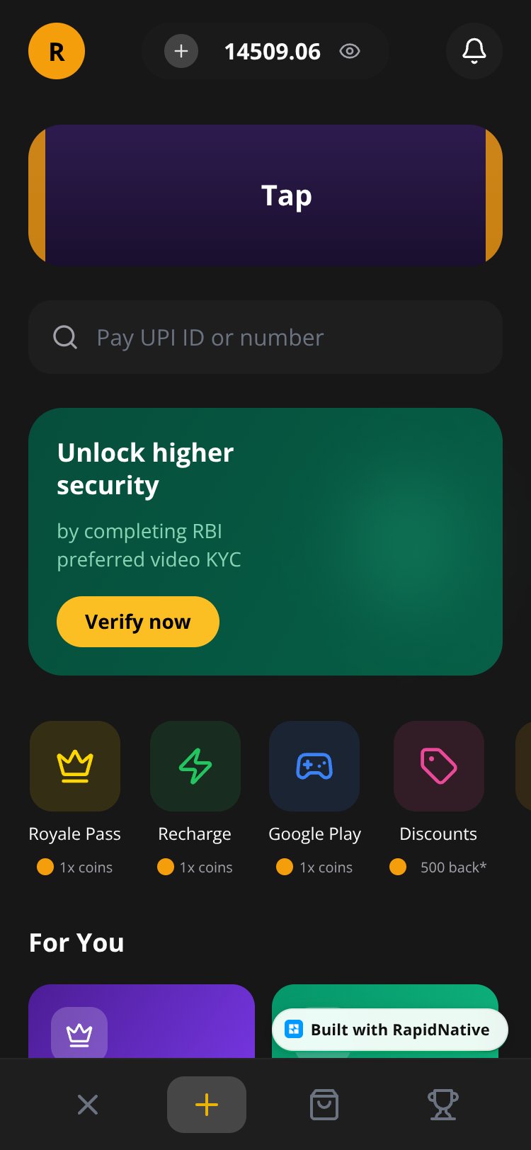 Royale Pay screen 1