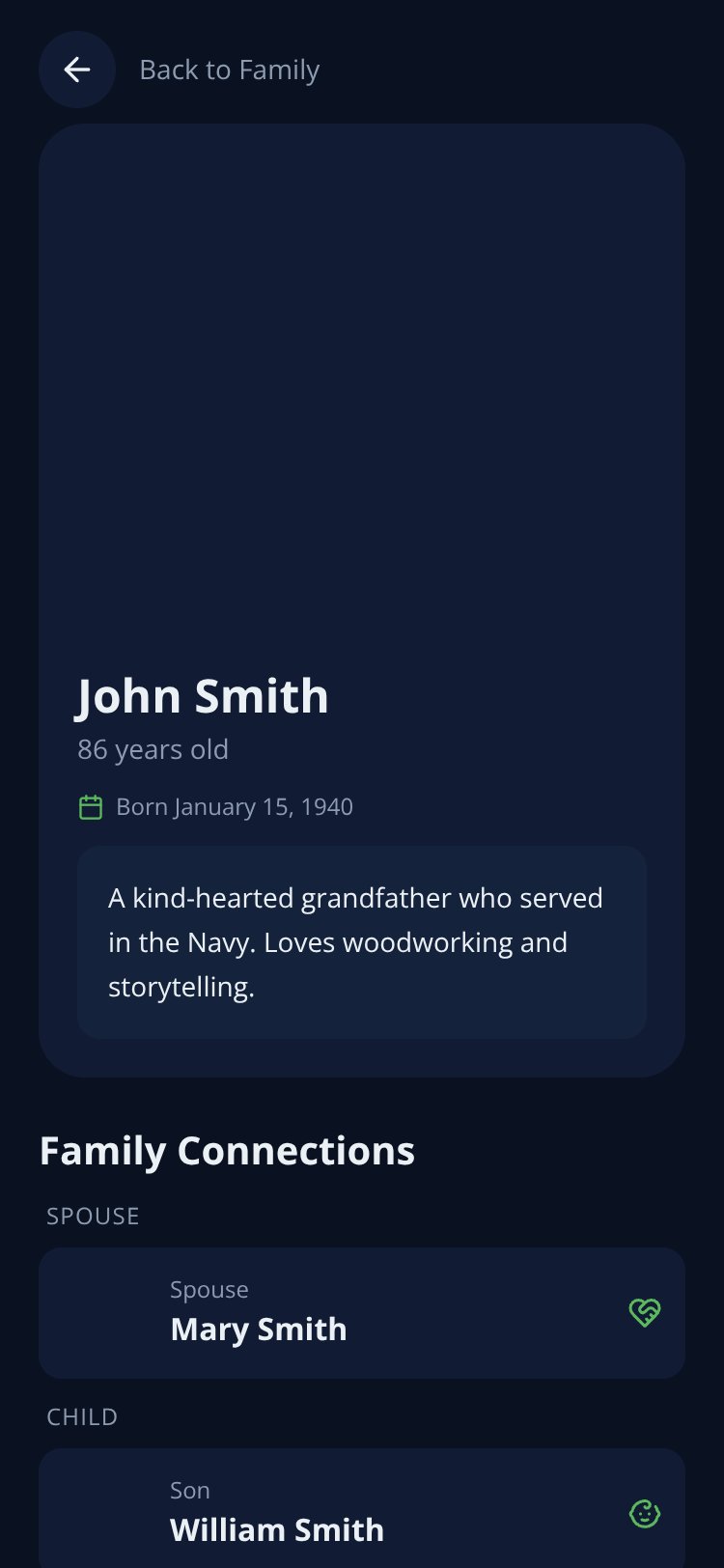 Family Tree screen 1