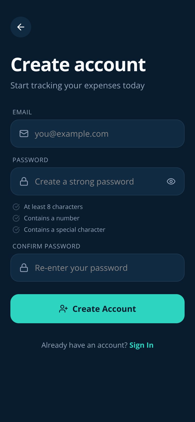Expense Tracker screen 2