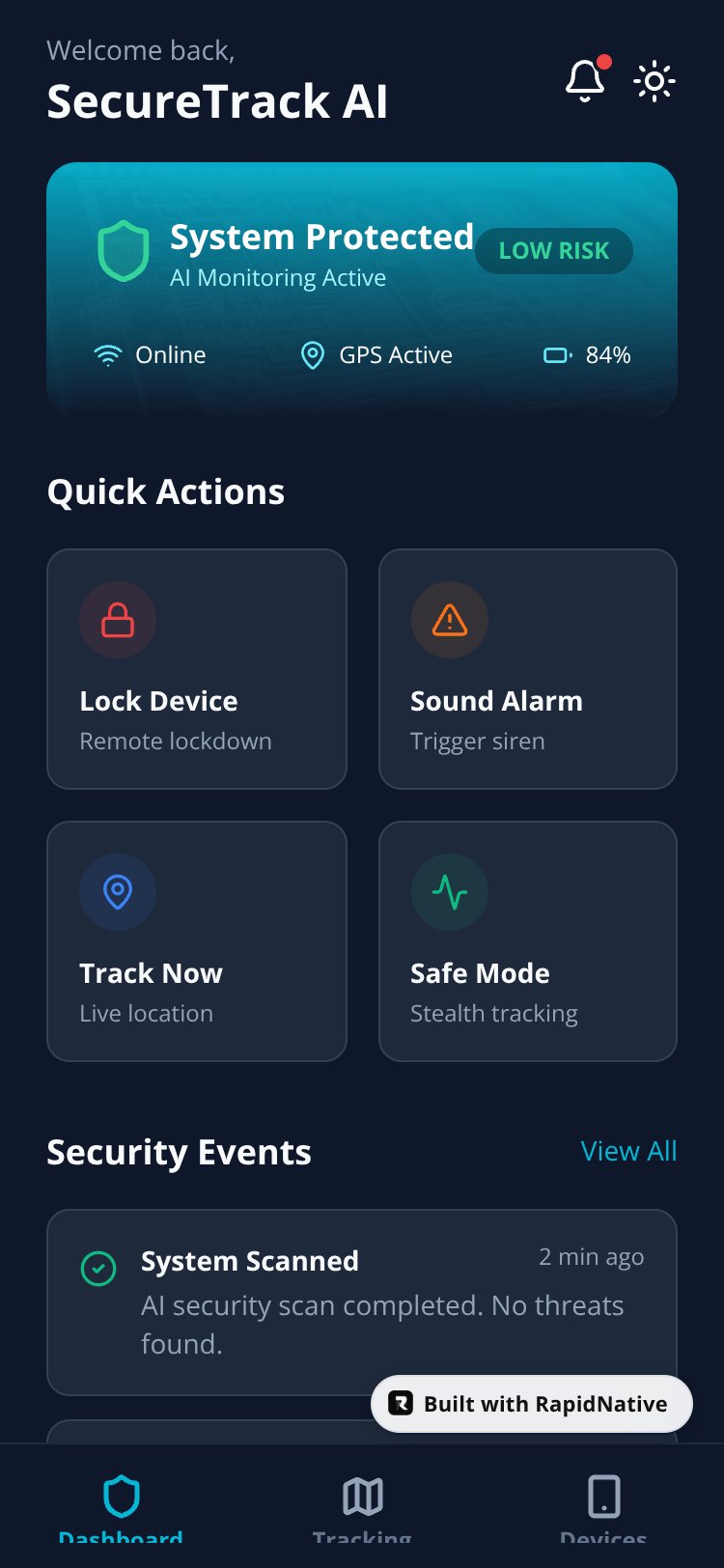 SecureTrack AI screen 2