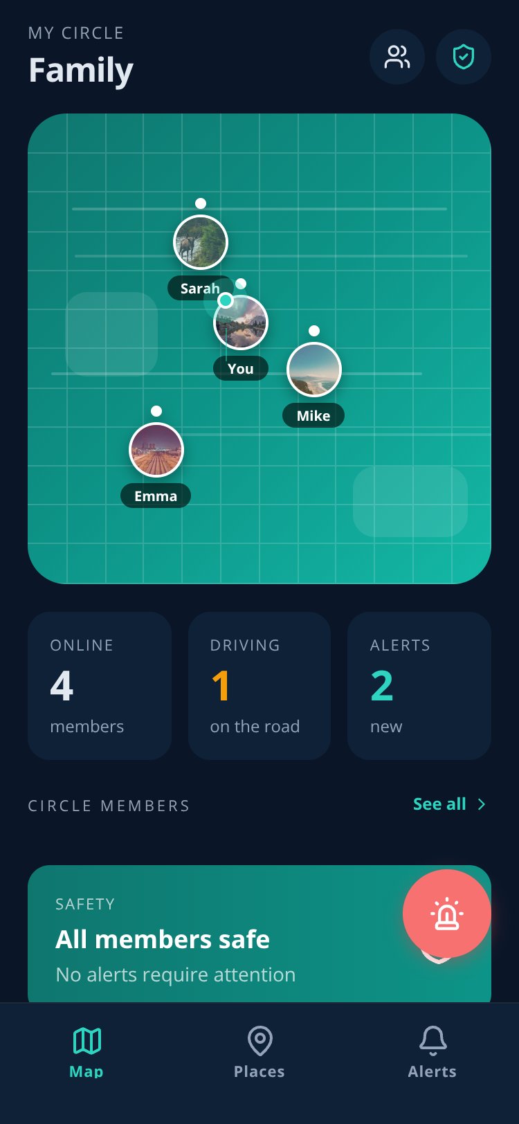 Family Locator screen 2