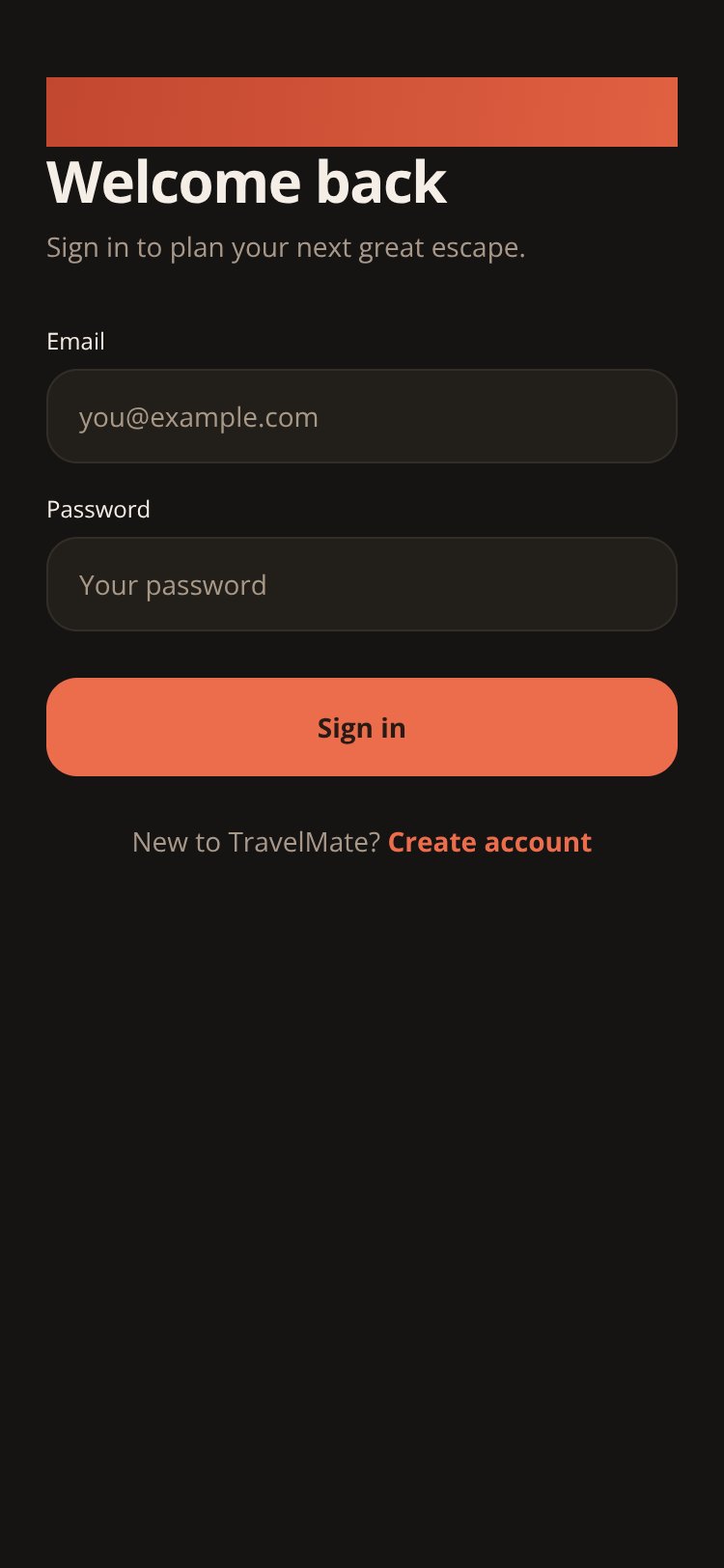 TravelMate screen 1