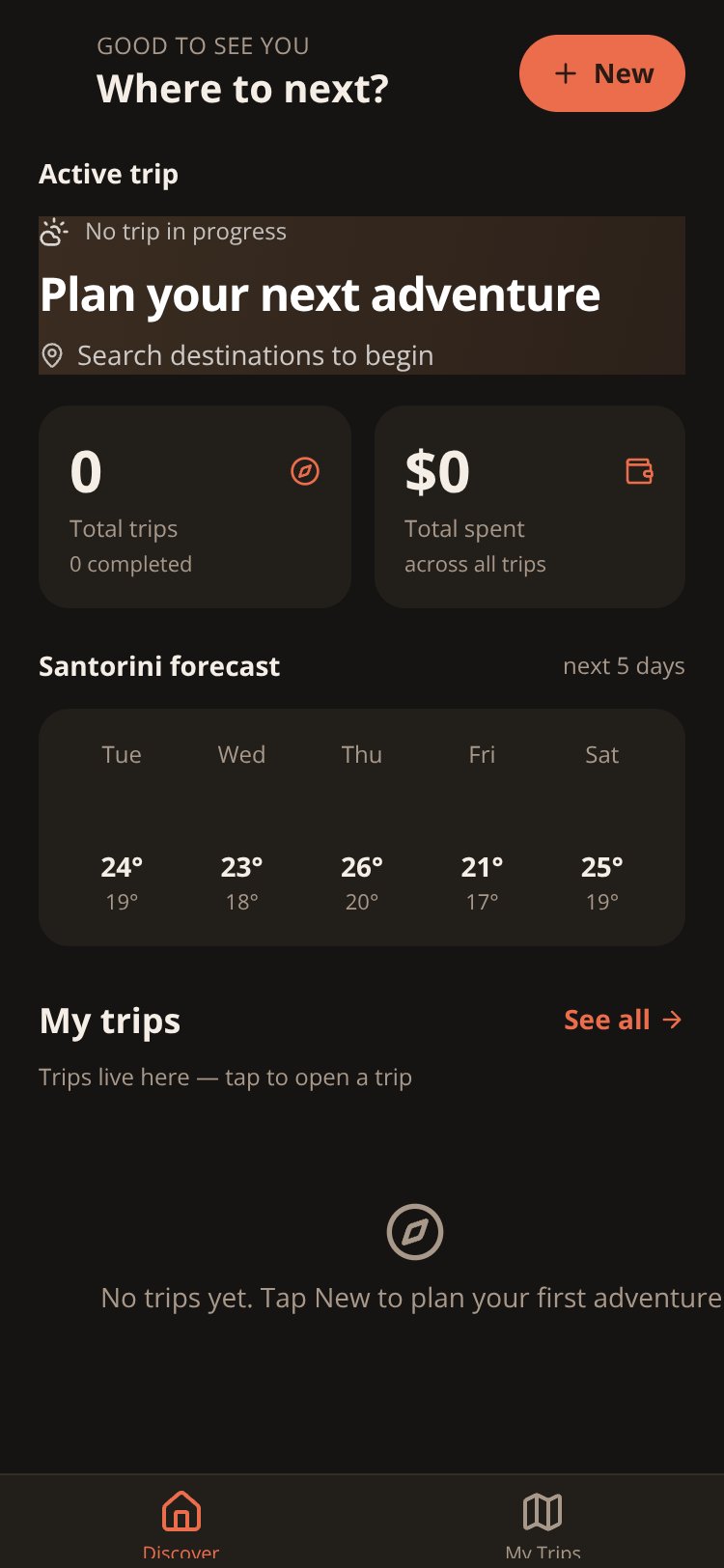 TravelMate screen 2