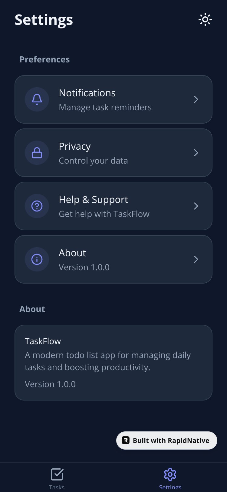 TaskFlow screen 2