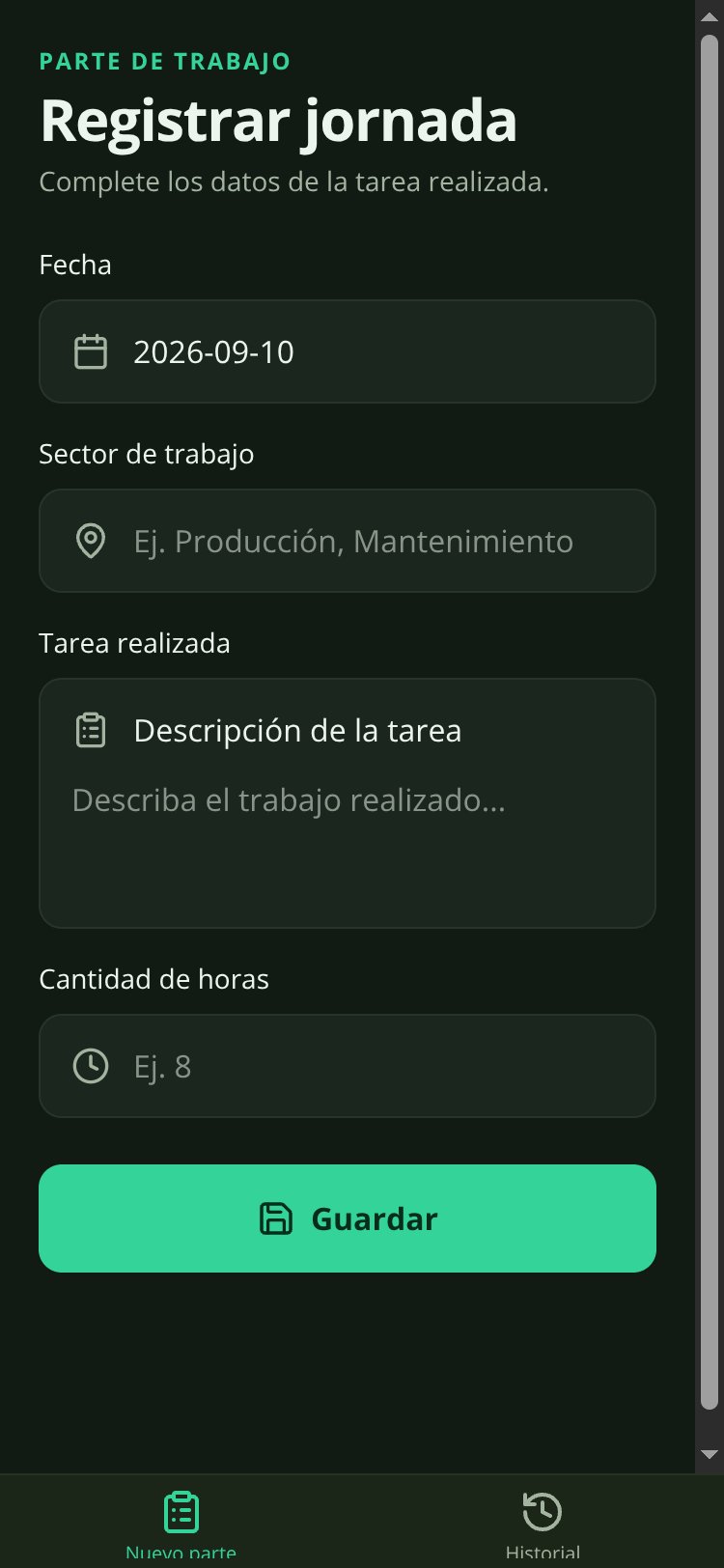 Parte de Trabajo screen 1