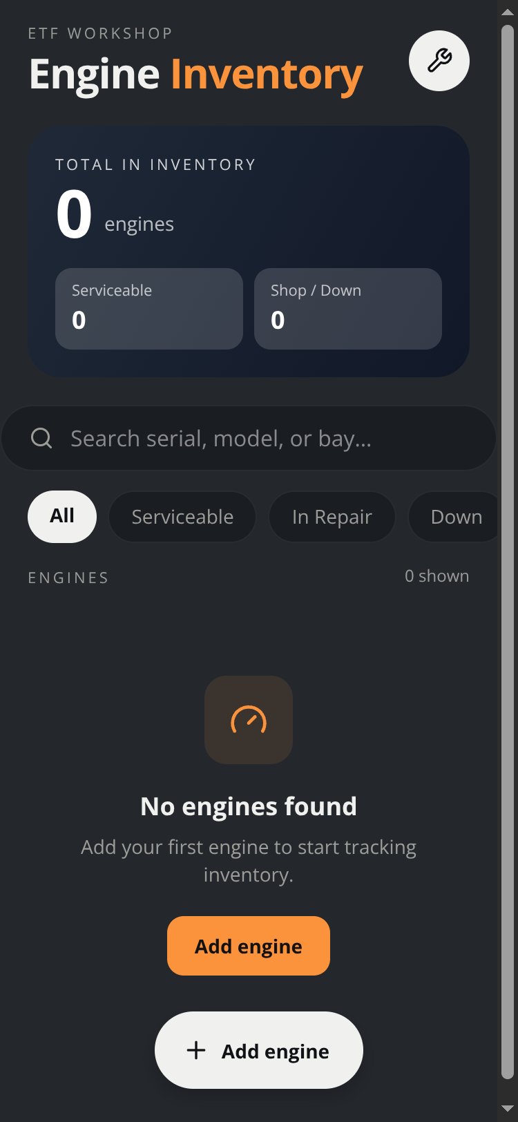 Engine Inventory screen 2