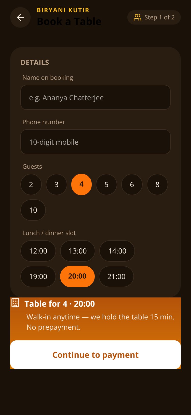 Biryani Kutir screen 1