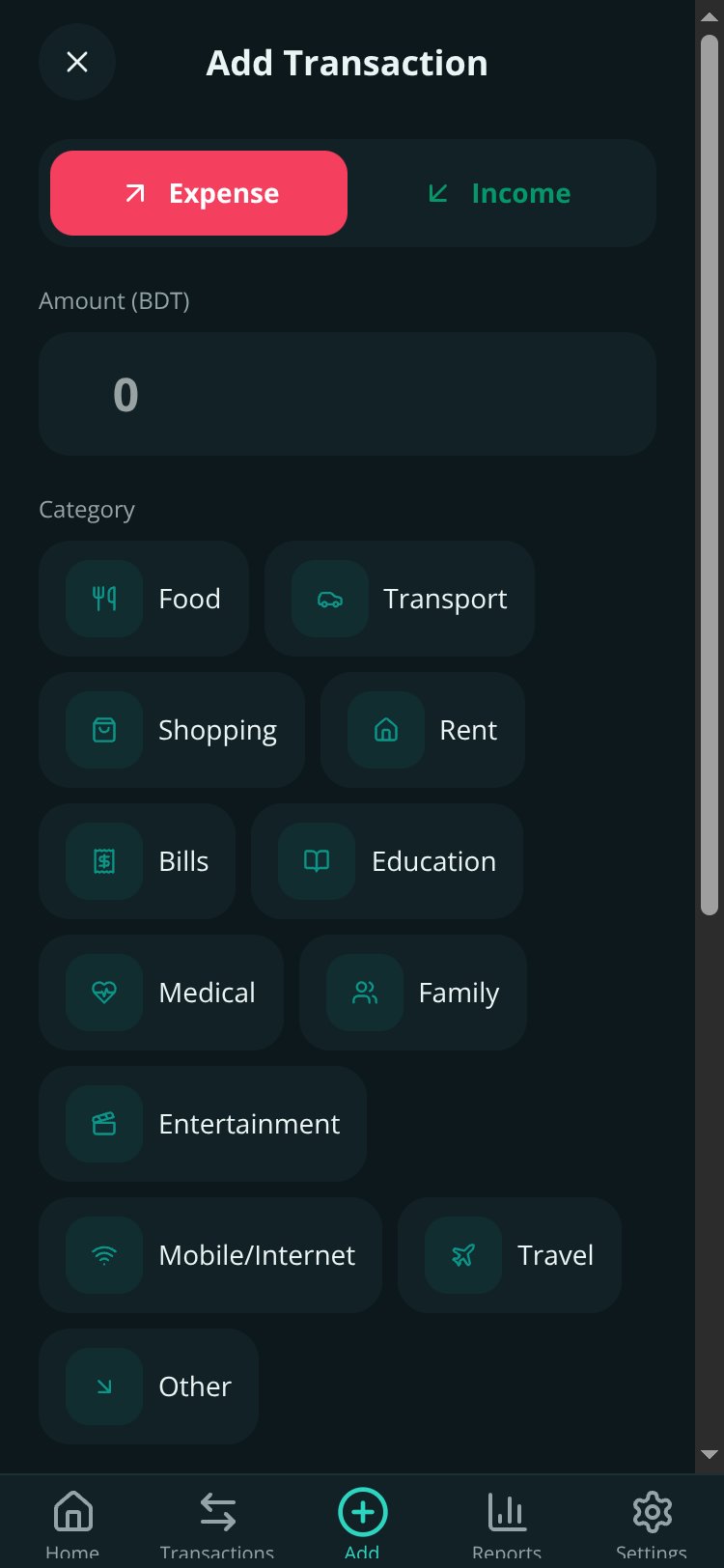 My Money Manager screen 1