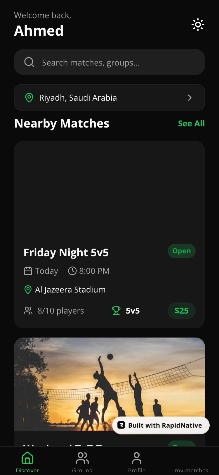 FitMatch screen 1