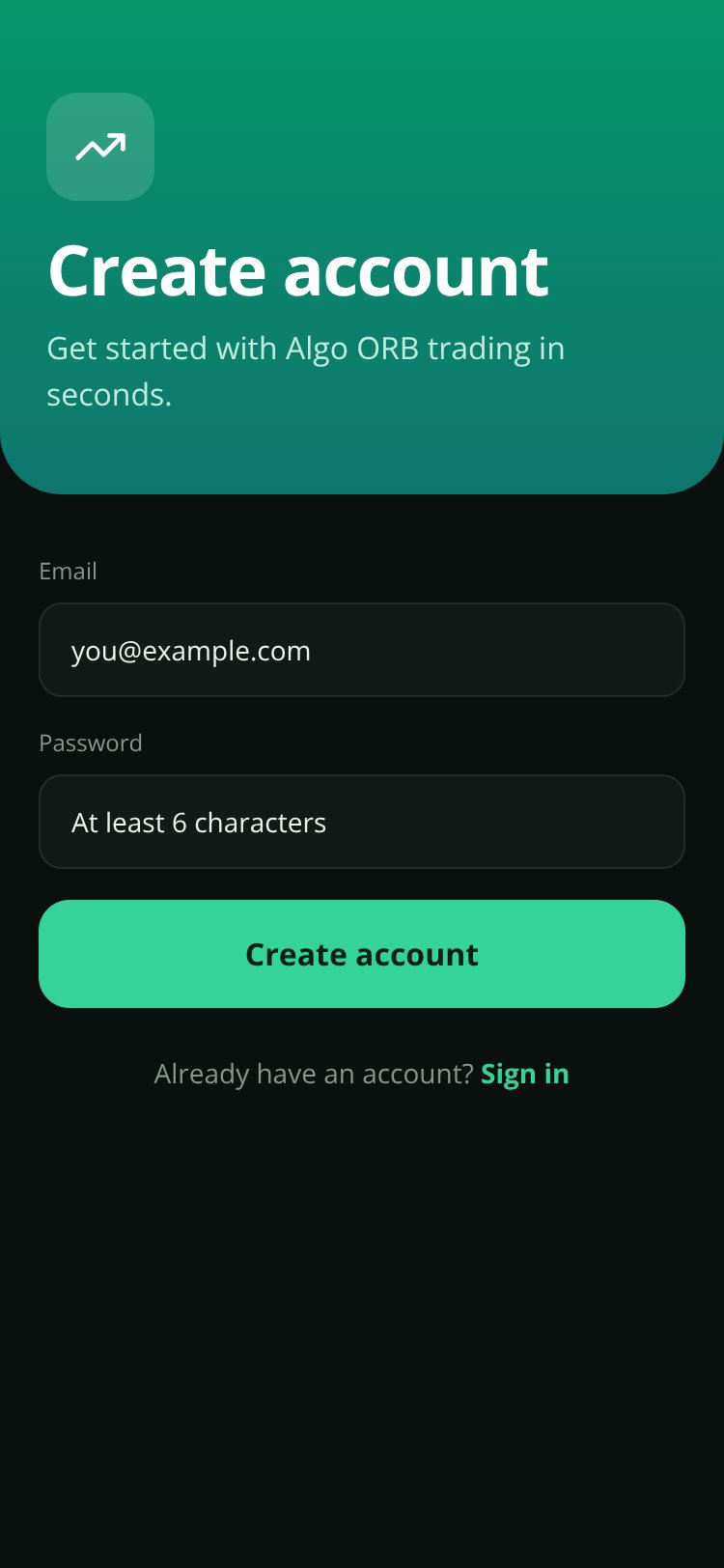 Algo ORB Trader screen 2
