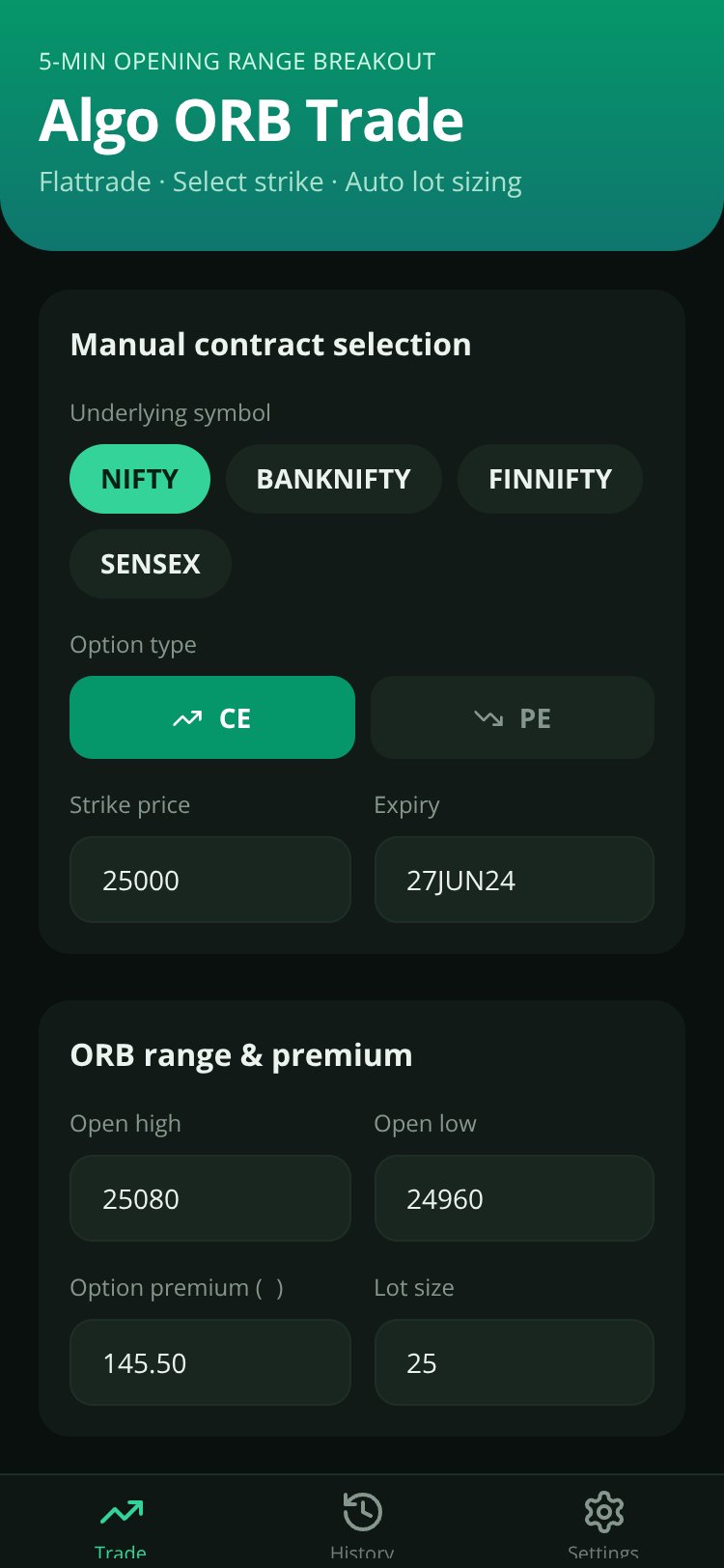 Algo ORB Trader screen 4