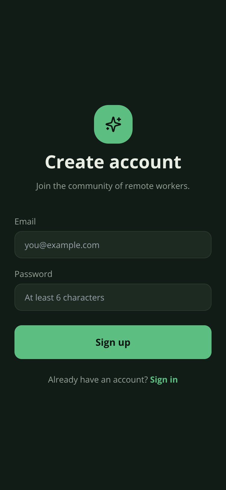 WorkHaven screen 1